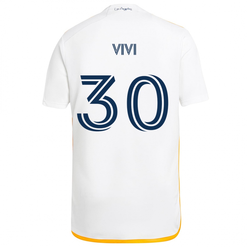 Hombre Camiseta Gino Vivi #30 Blanco Amarillo 1ª Equipación 2024/25 La Camisa