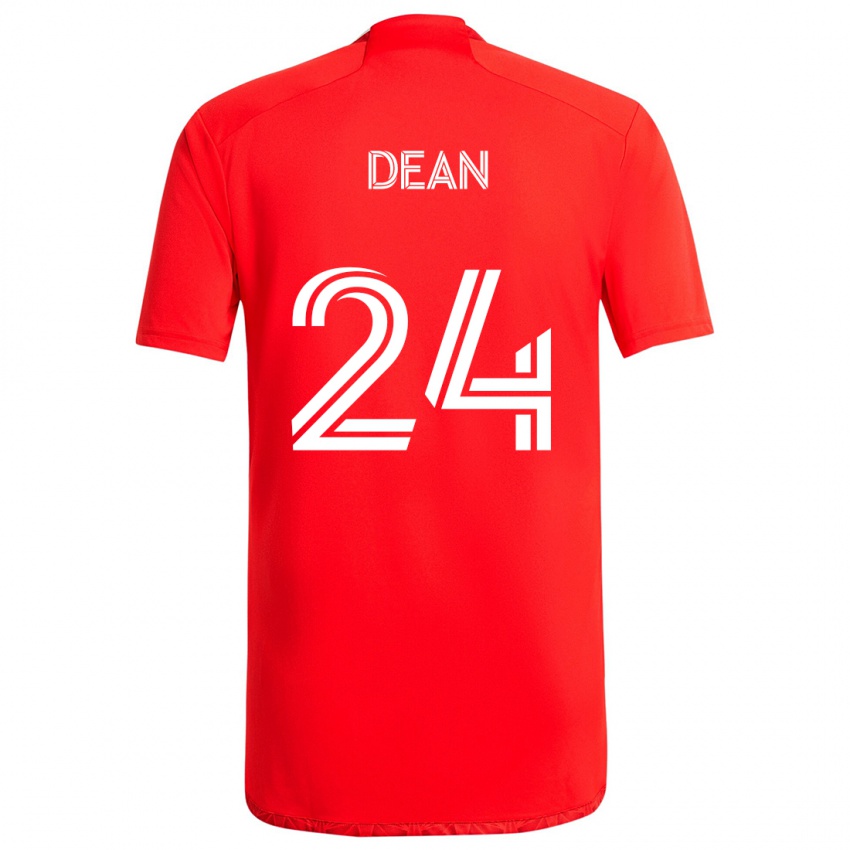 Hombre Camiseta Jonathan Dean #24 Rojo Blanco 1ª Equipación 2024/25 La Camisa