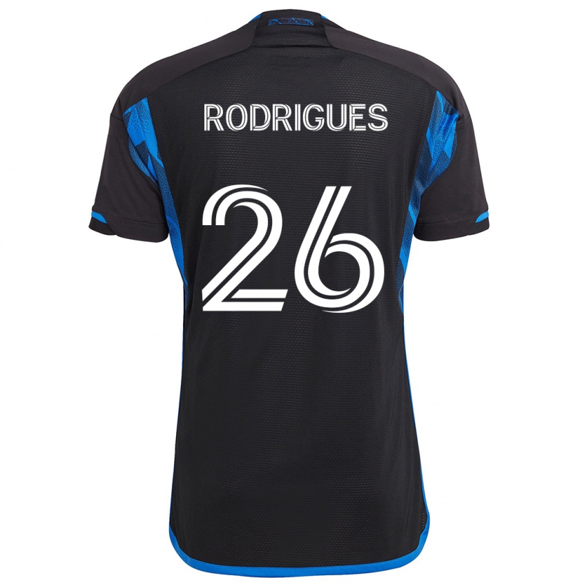 Hombre Camiseta Rodrigues #26 Azul Negro 1ª Equipación 2024/25 La Camisa