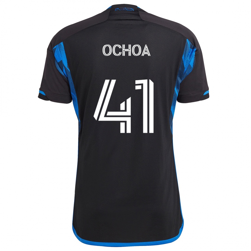 Hombre Camiseta Emmanuel Ochoa #41 Azul Negro 1ª Equipación 2024/25 La Camisa