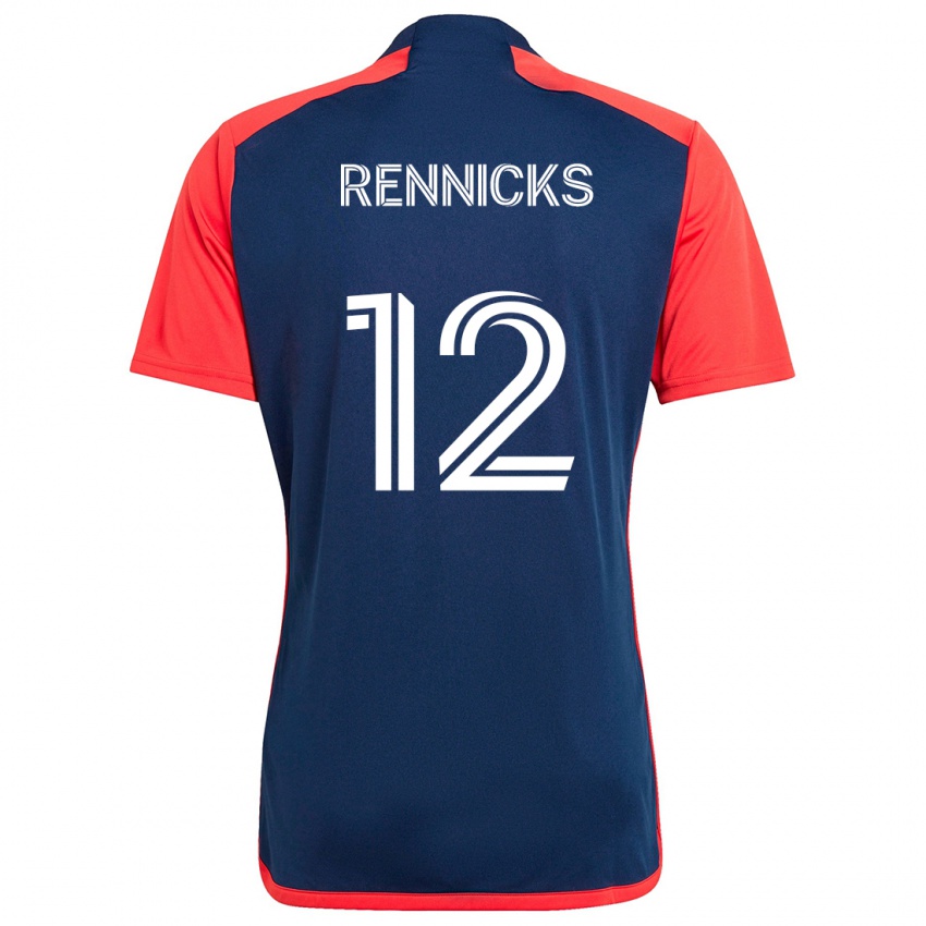 Hombre Camiseta Justin Rennicks #12 Azul Rojo 1ª Equipación 2024/25 La Camisa