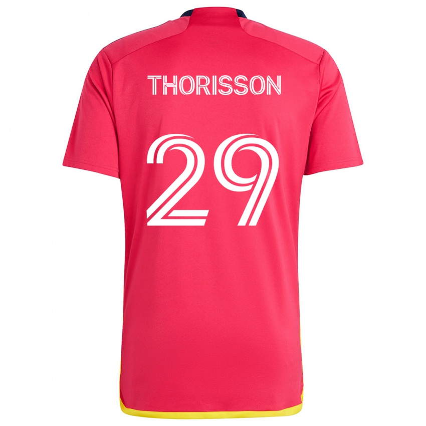 Hombre Camiseta Nökkvi Thórisson #29 Rojo Azul 1ª Equipación 2024/25 La Camisa