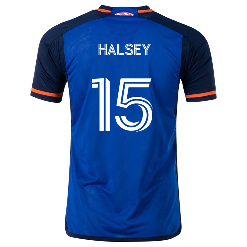 Hombre Camiseta Bret Halsey #15 Azul Blanco 1ª Equipación 2024/25 La Camisa