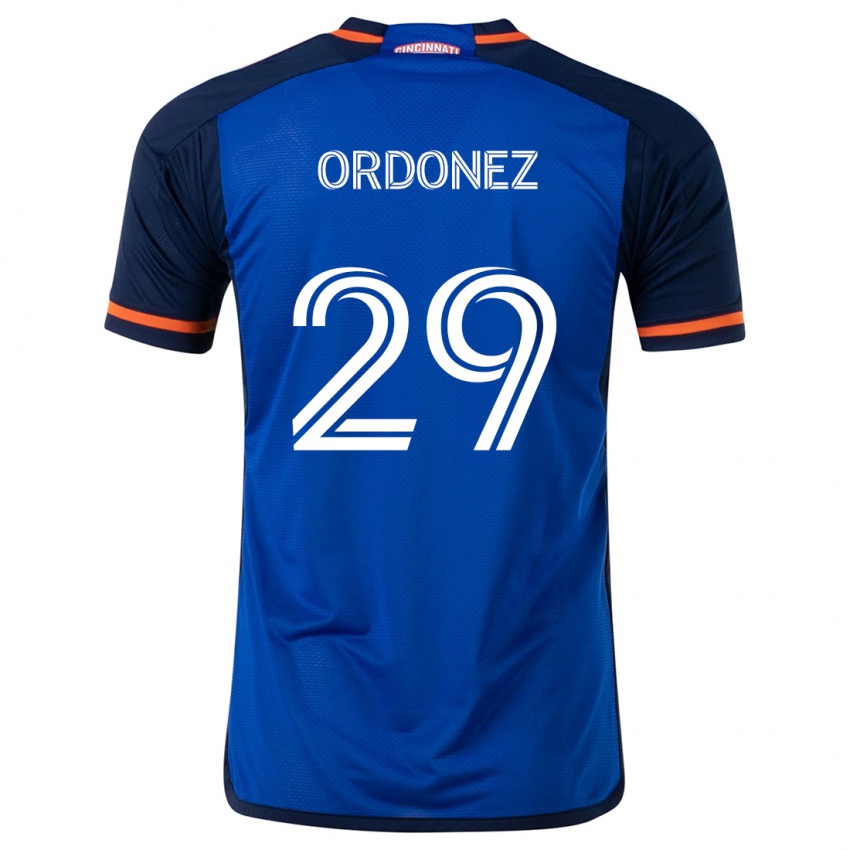 Hombre Camiseta Arquímides Ordóñez #29 Azul Blanco 1ª Equipación 2024/25 La Camisa