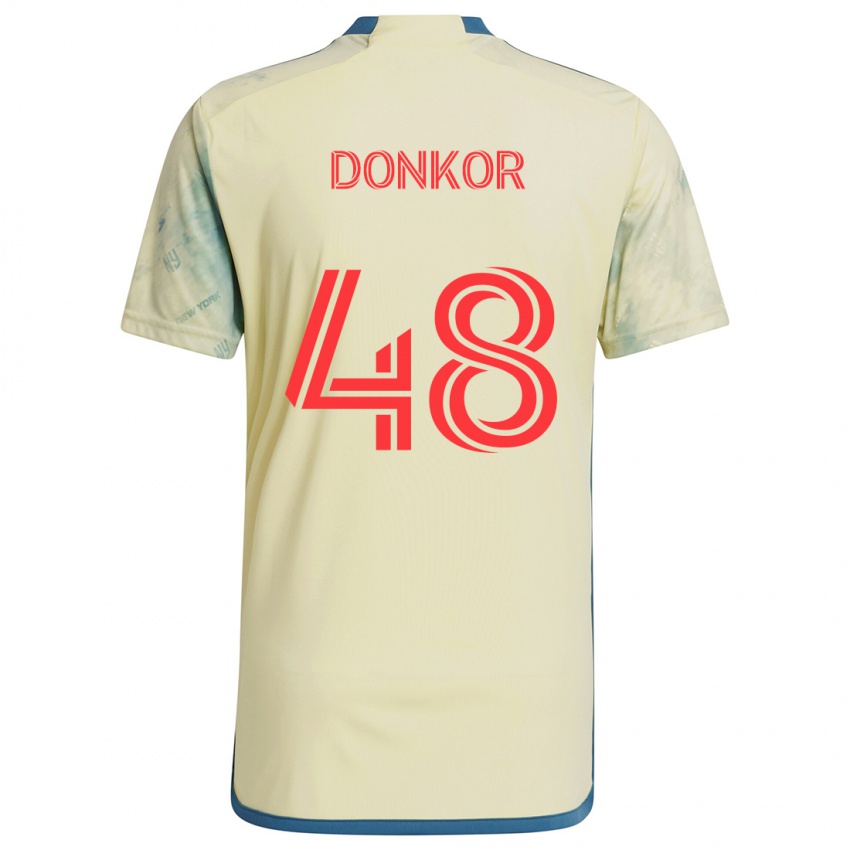 Hombre Camiseta Ronald Donkor #48 Amarillo Rojo Azul 1ª Equipación 2024/25 La Camisa