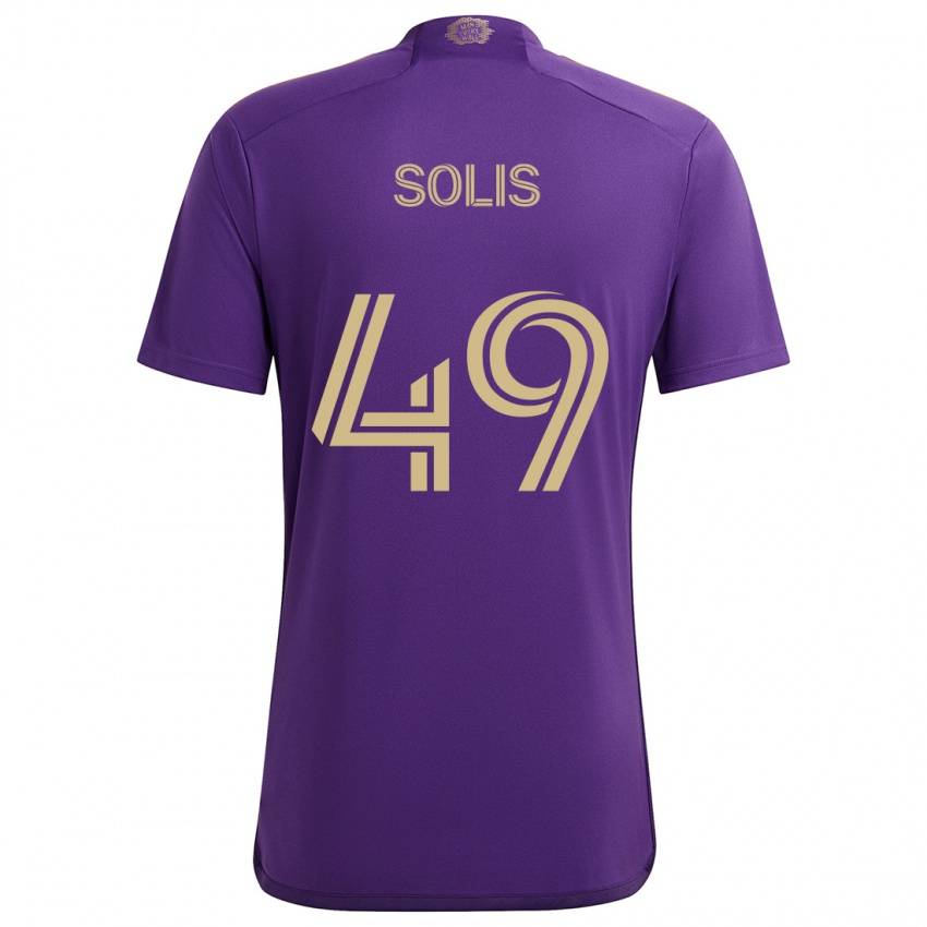 Hombre Camiseta Jhon Solís #49 Púrpura Amarillo 1ª Equipación 2024/25 La Camisa