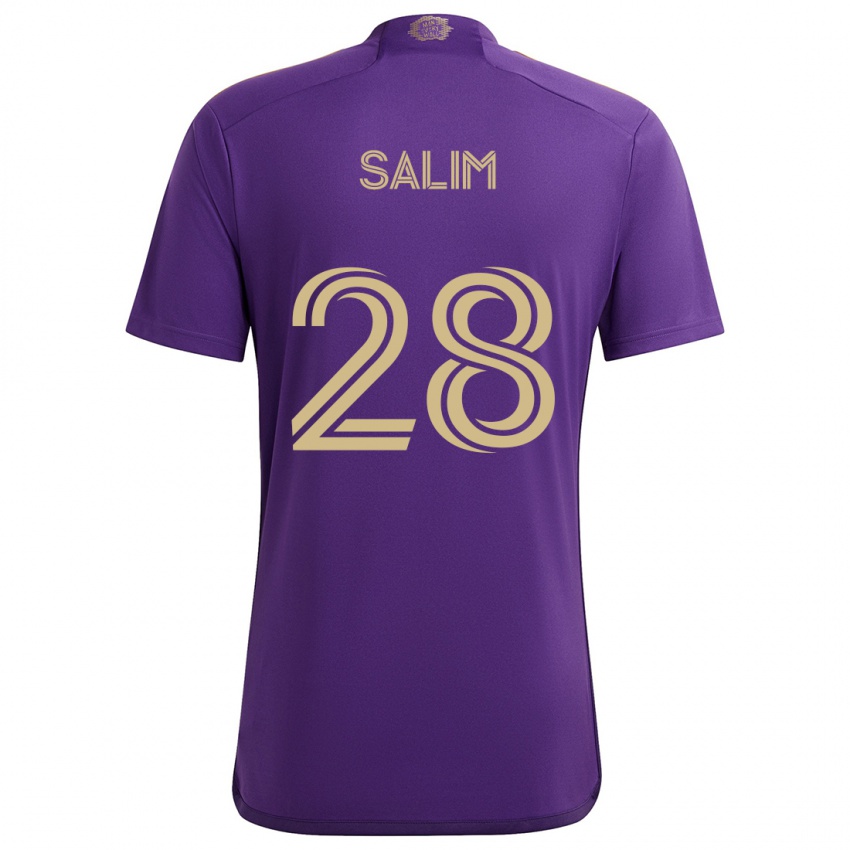 Hombre Camiseta Abdi Salim #28 Púrpura Amarillo 1ª Equipación 2024/25 La Camisa