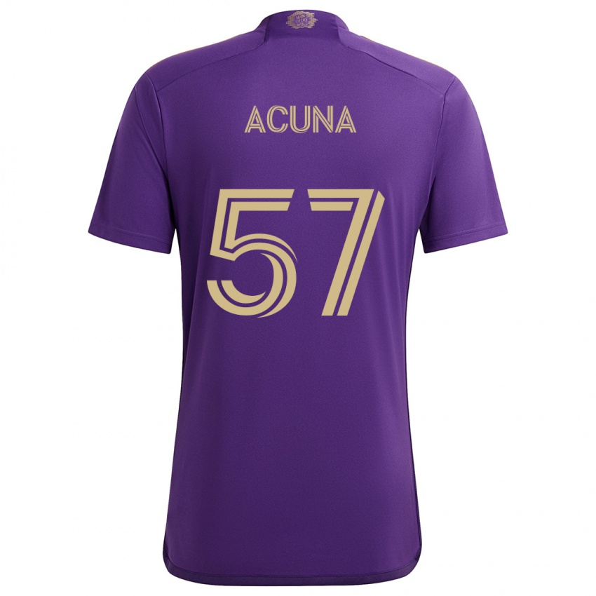 Hombre Camiseta Cristofer Acuña #57 Púrpura Amarillo 1ª Equipación 2024/25 La Camisa