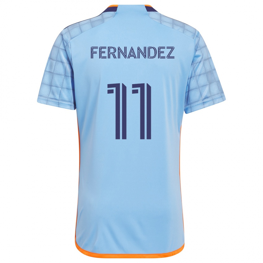 Hombre Camiseta Julián Fernández #11 Azul Naranja 1ª Equipación 2024/25 La Camisa