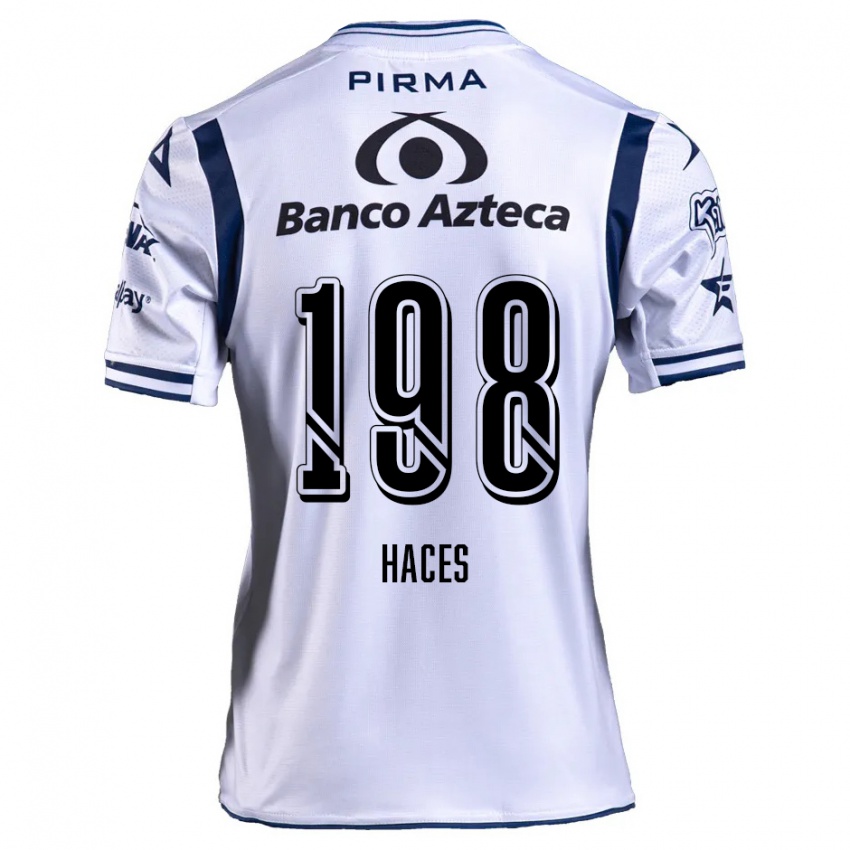 Hombre Camiseta Daniel Haces #198 Blanco Azul Marino 1ª Equipación 2024/25 La Camisa