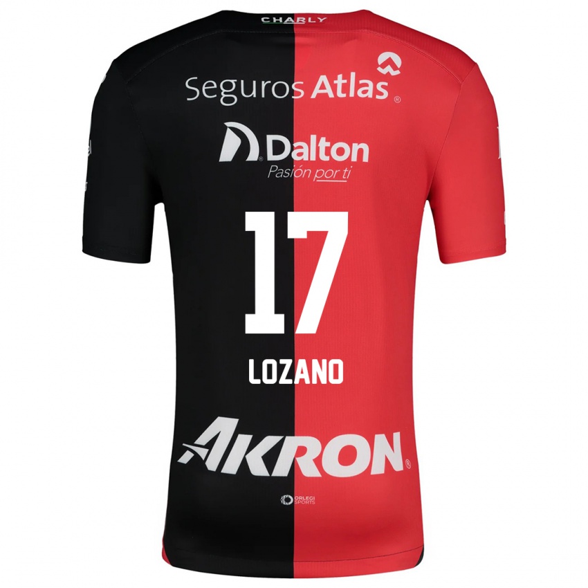 Hombre Camiseta José Lozano #17 Negro Rojo 1ª Equipación 2024/25 La Camisa