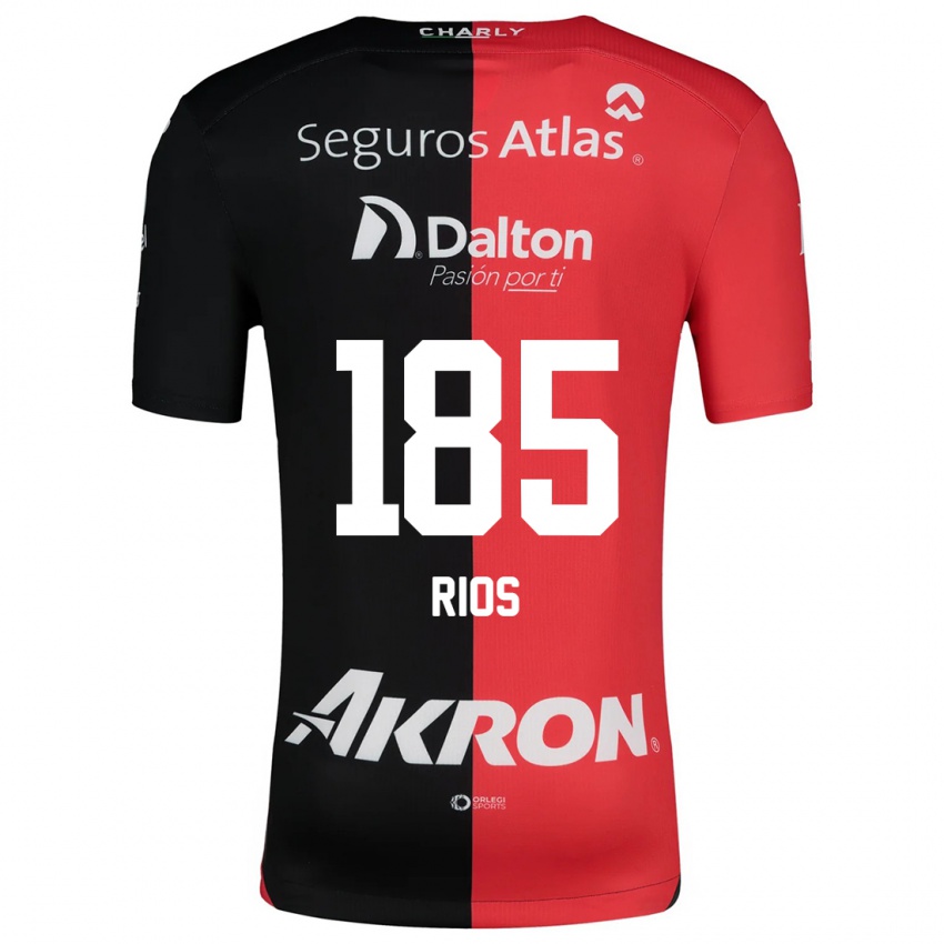 Hombre Camiseta Víctor Ríos #185 Negro Rojo 1ª Equipación 2024/25 La Camisa