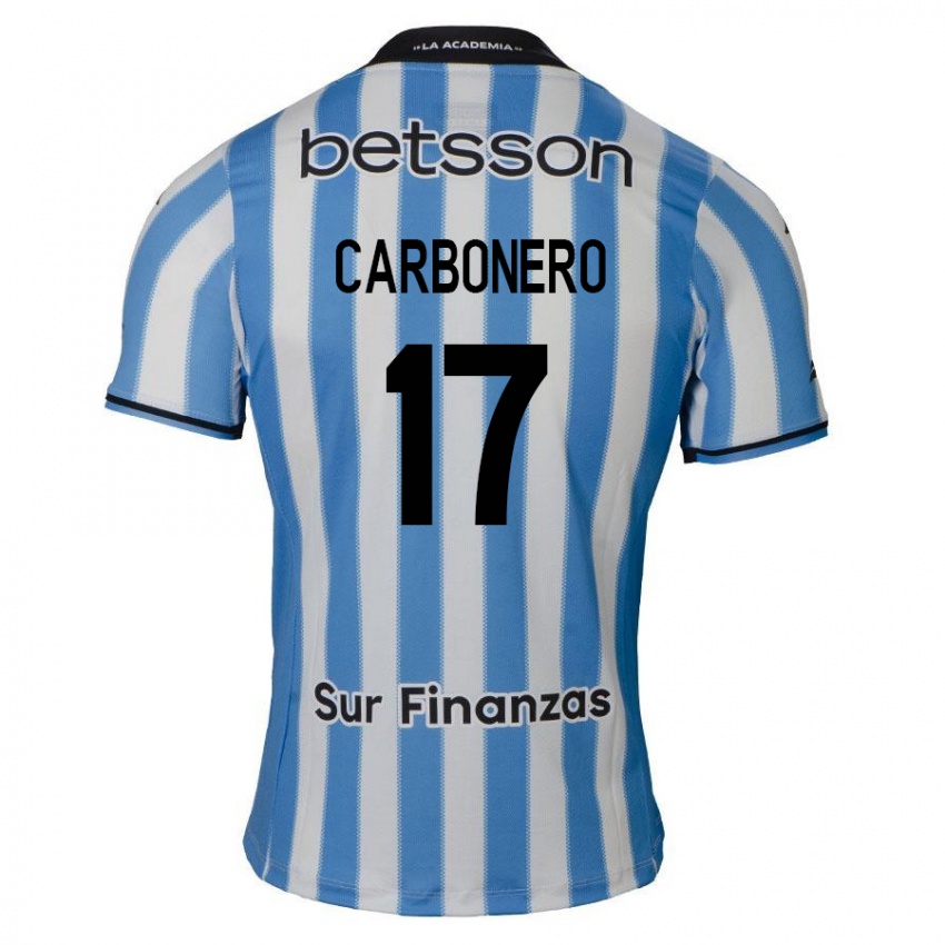 Hombre Camiseta Johan Carbonero #17 Azul Blanco Negro 1ª Equipación 2024/25 La Camisa