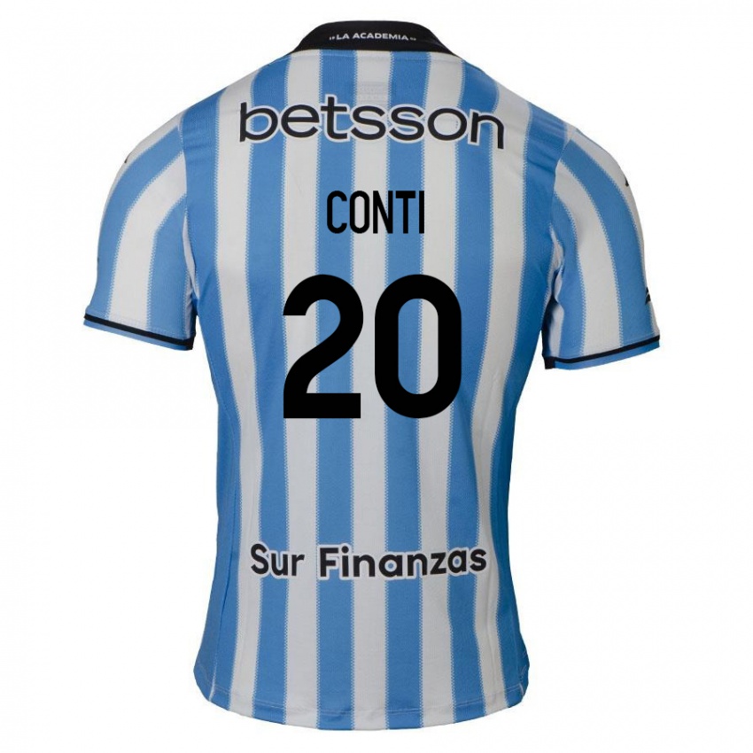 Hombre Camiseta Germán Conti #20 Azul Blanco Negro 1ª Equipación 2024/25 La Camisa