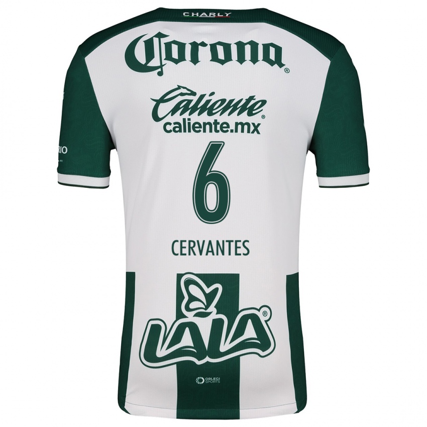 Hombre Camiseta Alan Cervantes #6 Verde Blanco 1ª Equipación 2024/25 La Camisa