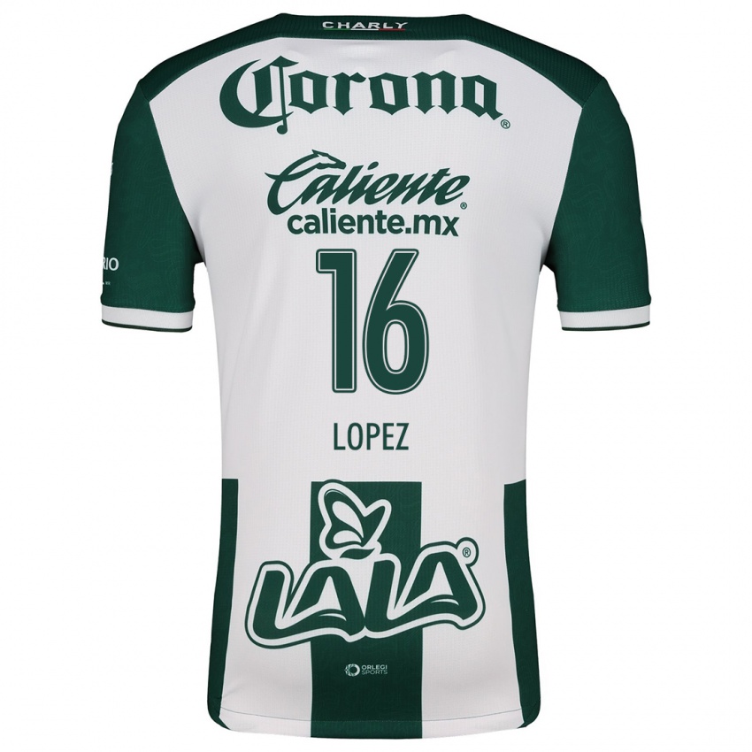 Hombre Camiseta Aldo López #16 Verde Blanco 1ª Equipación 2024/25 La Camisa