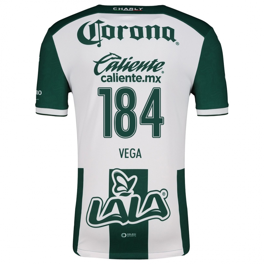 Hombre Camiseta Luis Vega #184 Verde Blanco 1ª Equipación 2024/25 La Camisa