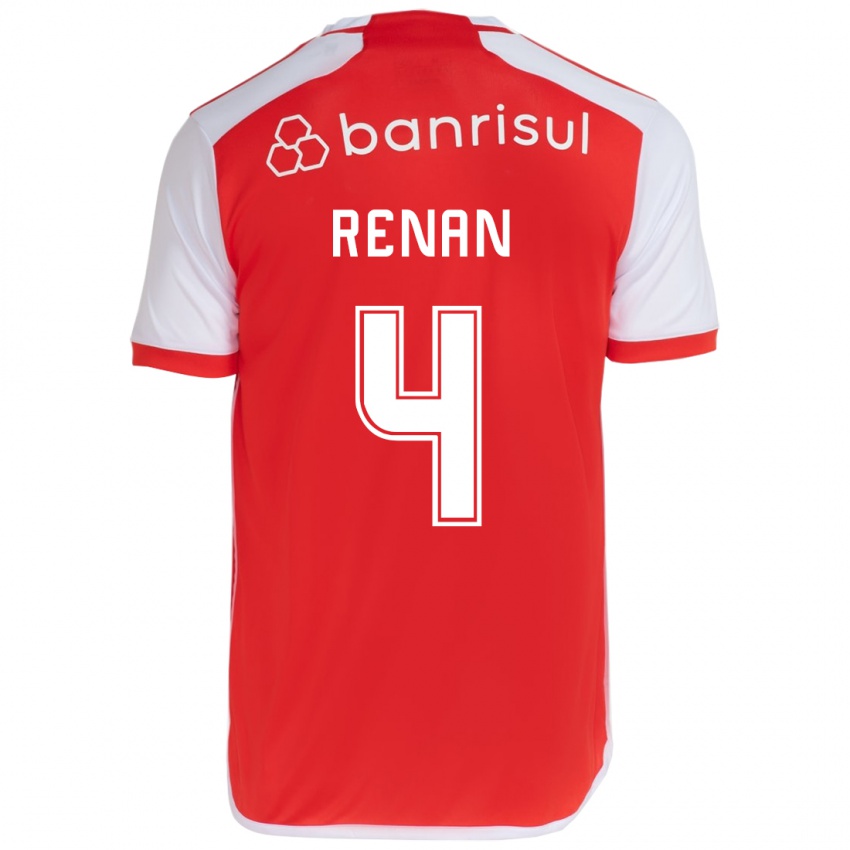 Hombre Camiseta Robert Renan #4 Rojo Blanco 1ª Equipación 2024/25 La Camisa