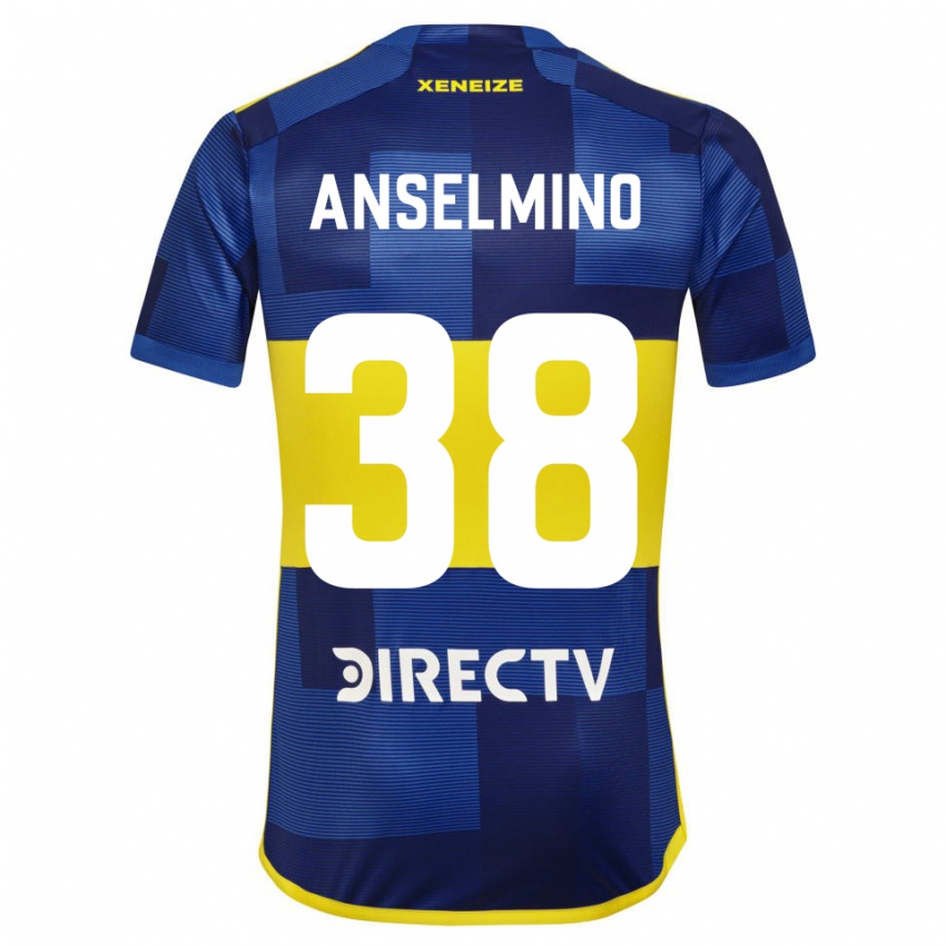 Hombre Camiseta Aarón Anselmino #38 Azul Amarillo 1ª Equipación 2024/25 La Camisa