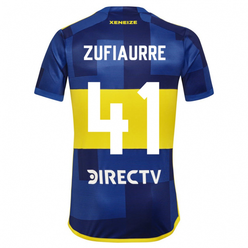 Hombre Camiseta Iker Zufiaurre #41 Azul Amarillo 1ª Equipación 2024/25 La Camisa