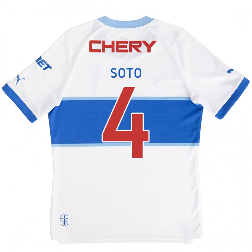 Hombre Camiseta Guillermo Soto #4 Blanco Azul 1ª Equipación 2024/25 La Camisa