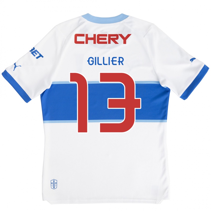 Hombre Camiseta Thomas Gillier #13 Blanco Azul 1ª Equipación 2024/25 La Camisa