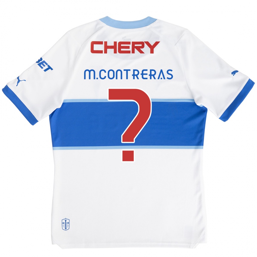 Hombre Camiseta Mathías Contreras #0 Blanco Azul 1ª Equipación 2024/25 La Camisa