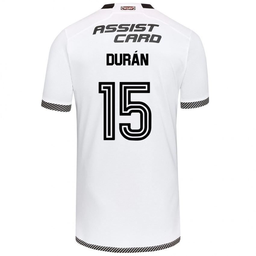 Hombre Camiseta José Durán #15 Blanco Negro 1ª Equipación 2024/25 La Camisa