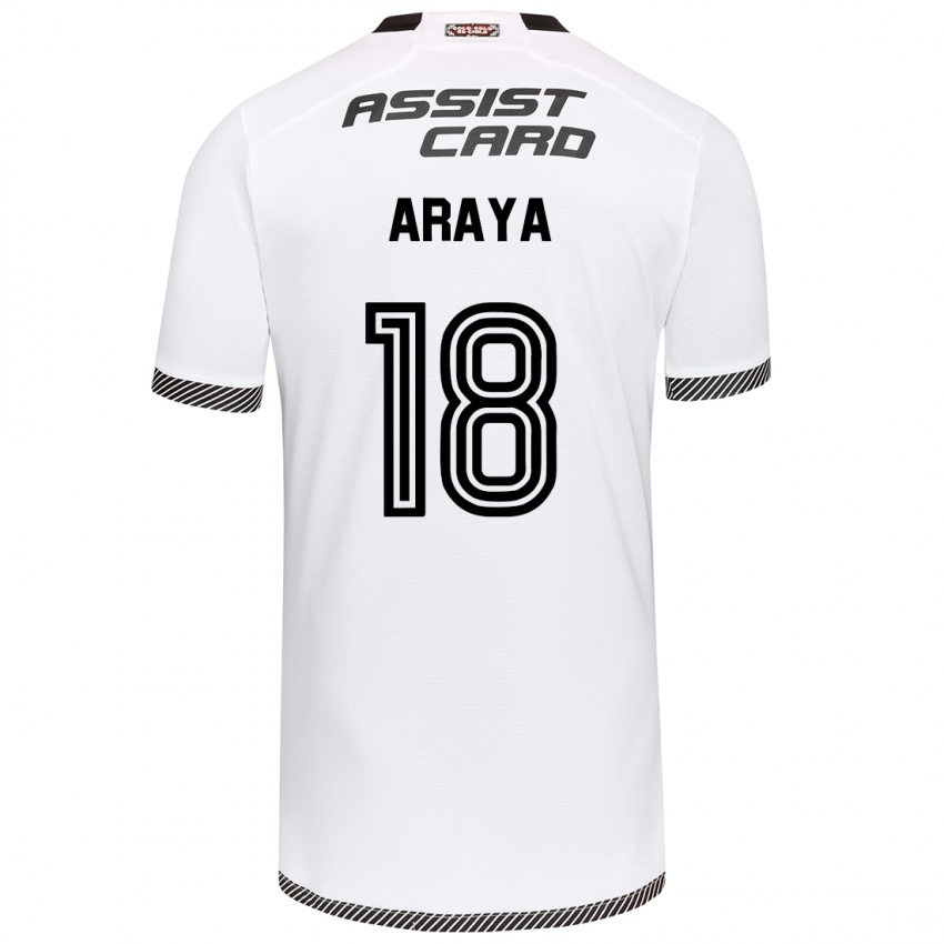 Hombre Camiseta Benjamín Araya #18 Blanco Negro 1ª Equipación 2024/25 La Camisa