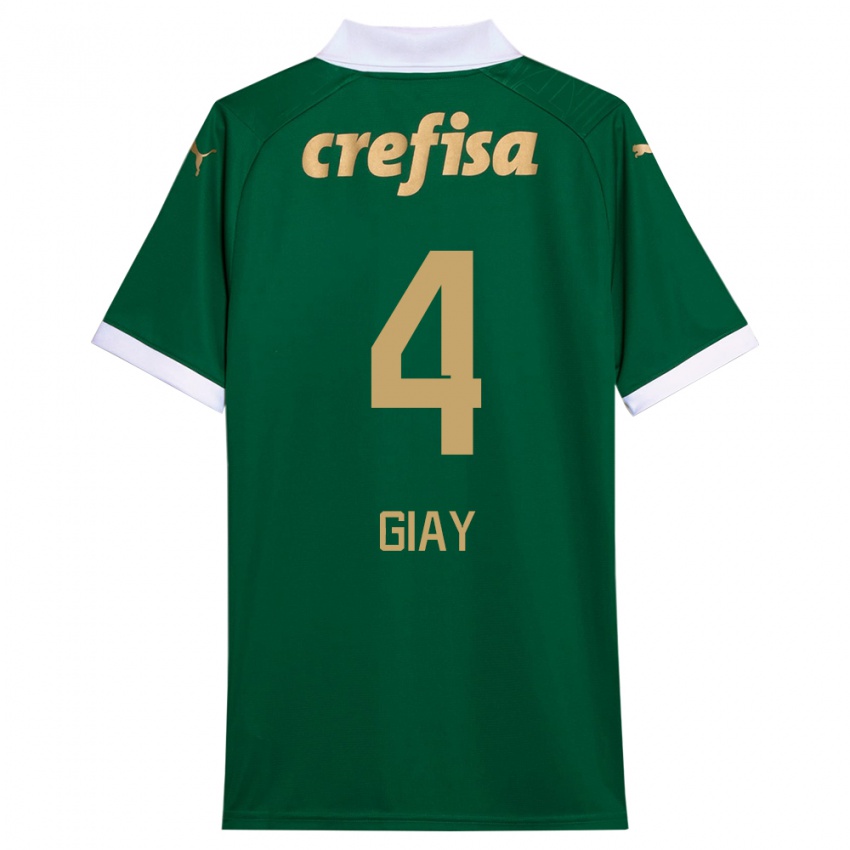 Hombre Camiseta Agustín Giay #4 Verde Blanco 1ª Equipación 2024/25 La Camisa