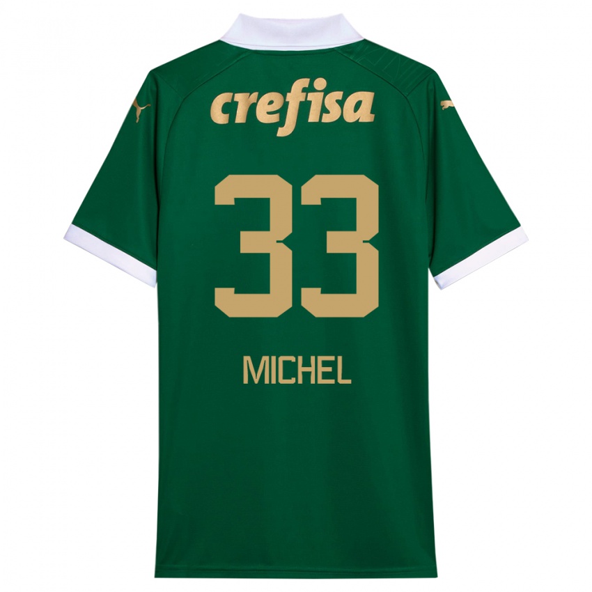 Hombre Camiseta Michel #33 Verde Blanco 1ª Equipación 2024/25 La Camisa