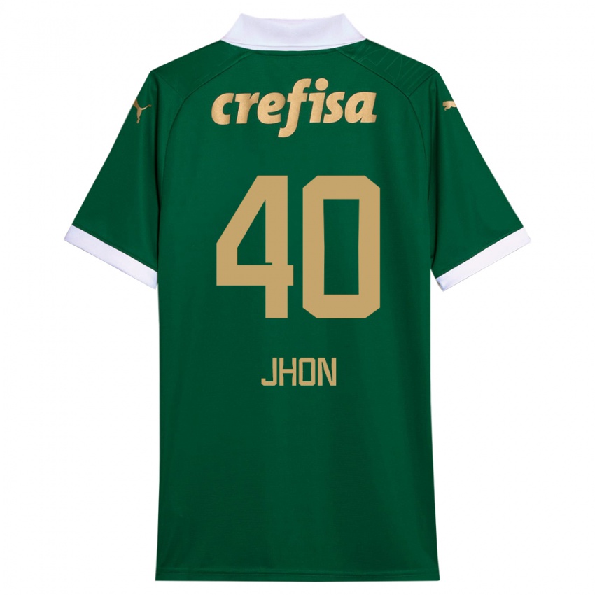 Hombre Camiseta Jhon Jhon #40 Verde Blanco 1ª Equipación 2024/25 La Camisa