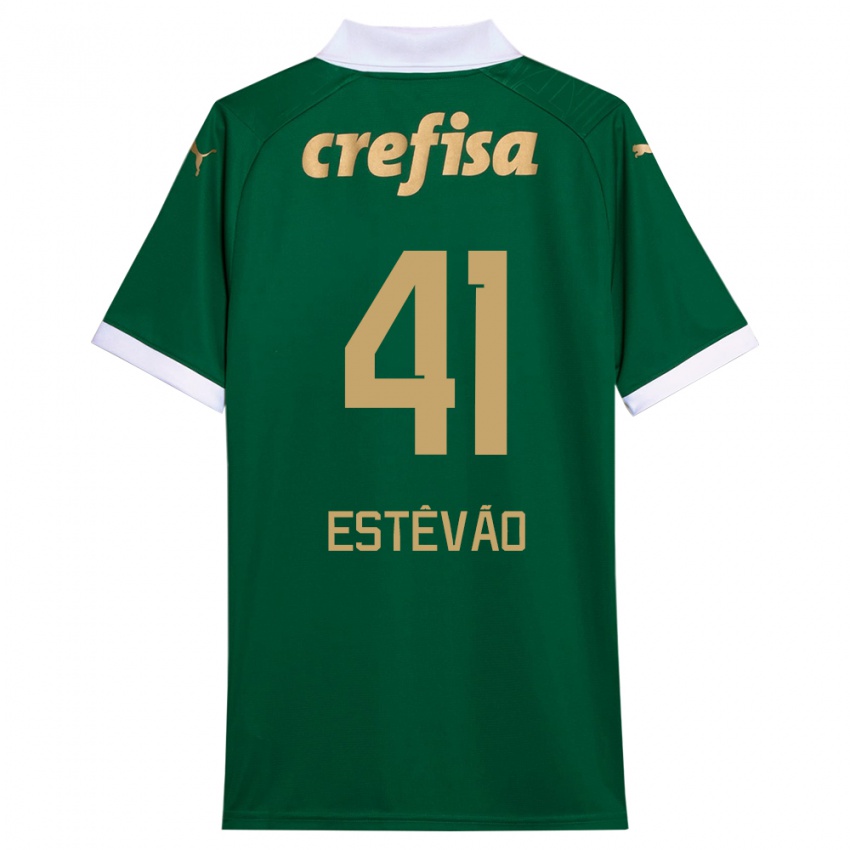 Hombre Camiseta Estêvão #41 Verde Blanco 1ª Equipación 2024/25 La Camisa