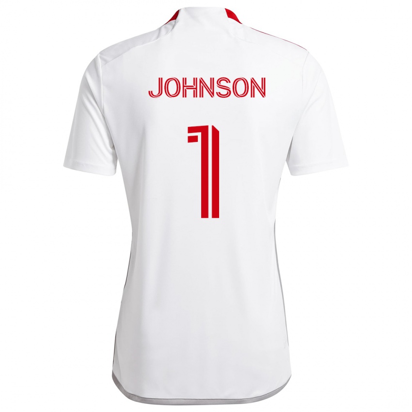 Hombre Camiseta Sean Johnson #1 Blanco Rojo 2ª Equipación 2024/25 La Camisa