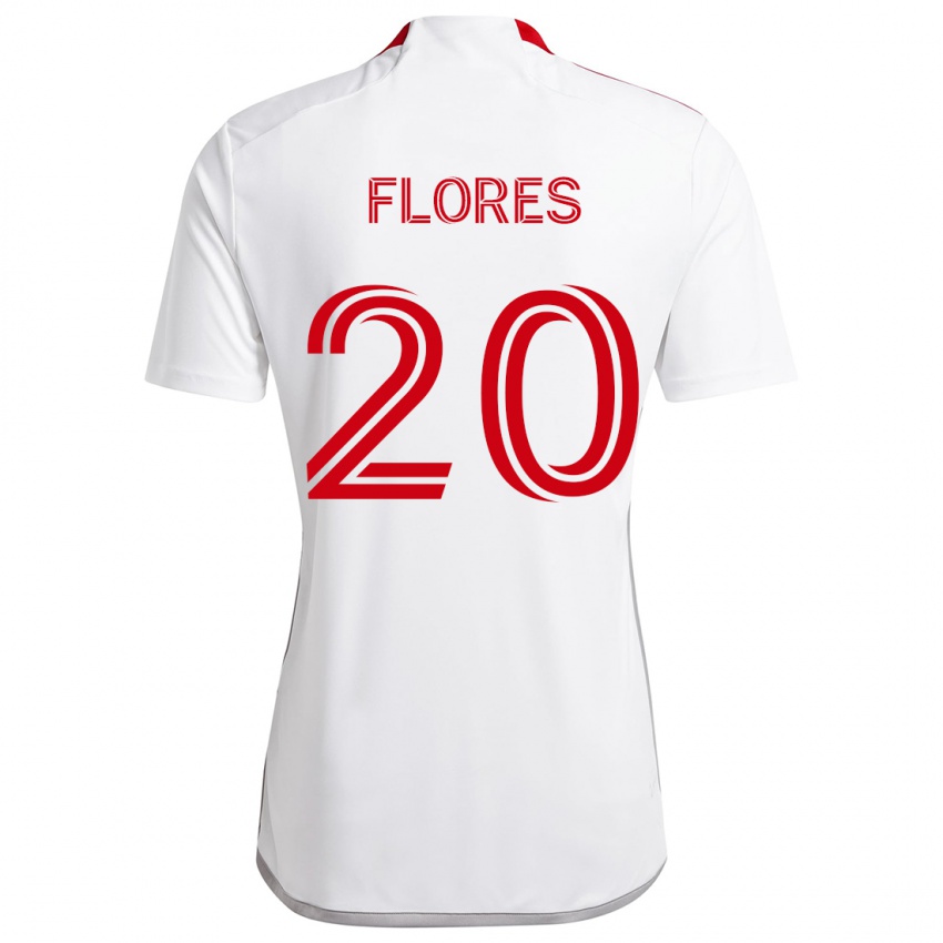 Hombre Camiseta Deybi Flores #20 Blanco Rojo 2ª Equipación 2024/25 La Camisa