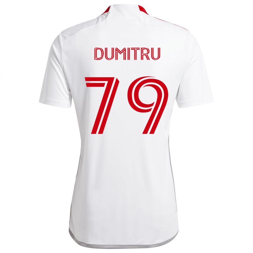 Hombre Camiseta Andrei Dumitru #79 Blanco Rojo 2ª Equipación 2024/25 La Camisa