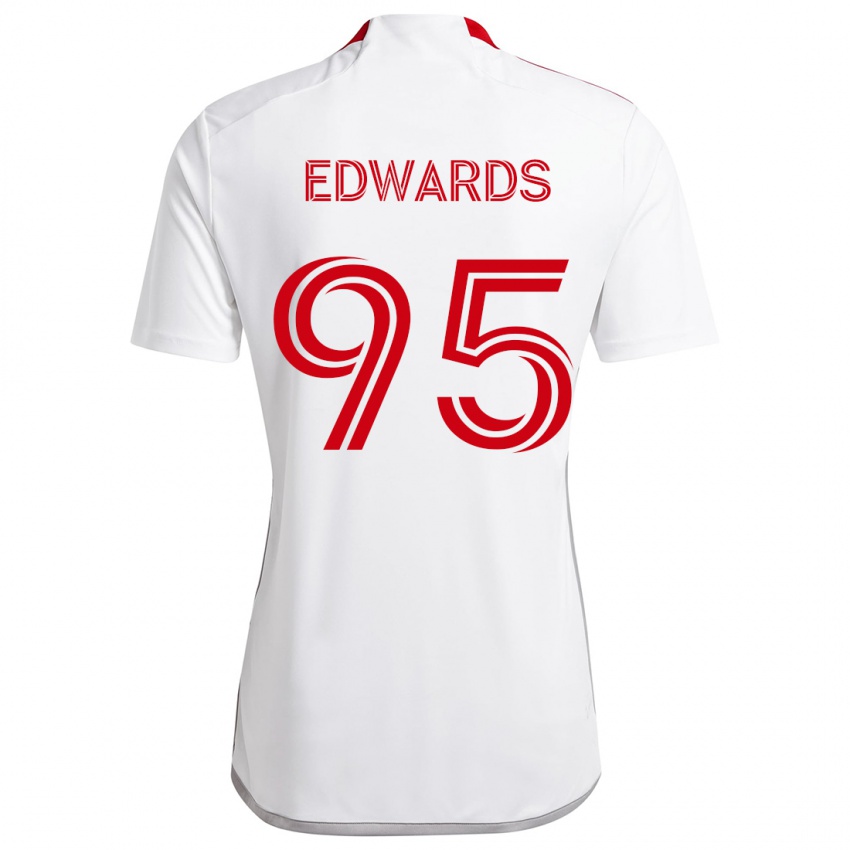 Hombre Camiseta Nathaniel Edwards #95 Blanco Rojo 2ª Equipación 2024/25 La Camisa