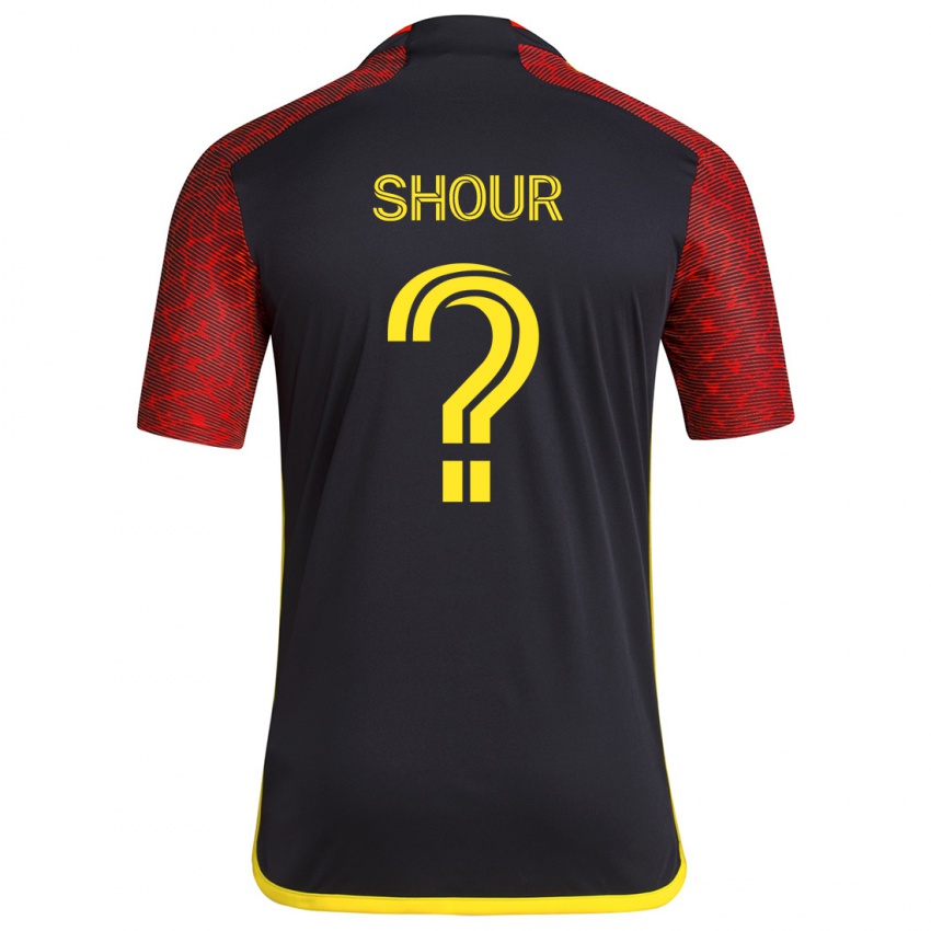 Hombre Camiseta Mohammed Shour #0 Negro Rojo 2ª Equipación 2024/25 La Camisa