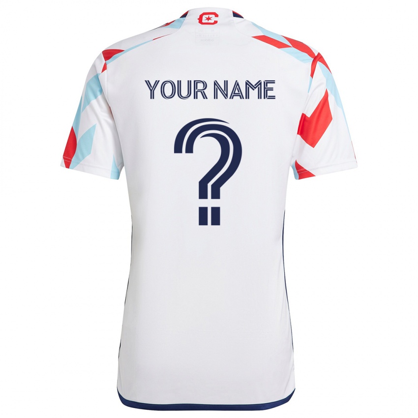 Hombre Camiseta Ihren Namen #0 Blanco Rojo Azul 2ª Equipación 2024/25 La Camisa