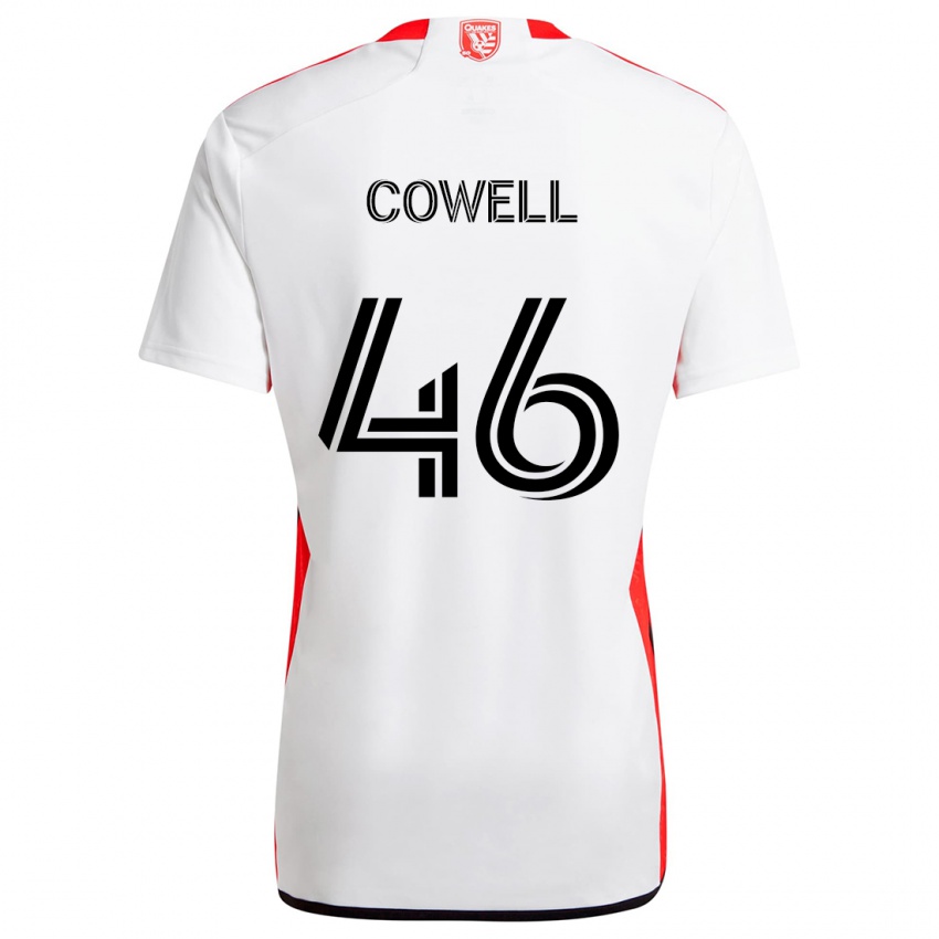 Hombre Camiseta Chance Cowell #46 Blanco Rojo 2ª Equipación 2024/25 La Camisa