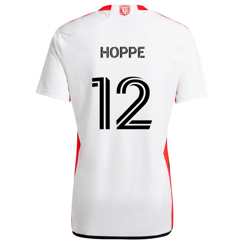 Hombre Camiseta Matthew Hoppe #12 Blanco Rojo 2ª Equipación 2024/25 La Camisa