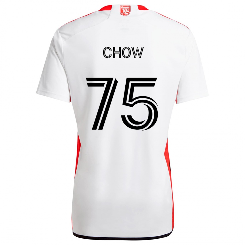 Hombre Camiseta Alex Chow #75 Blanco Rojo 2ª Equipación 2024/25 La Camisa