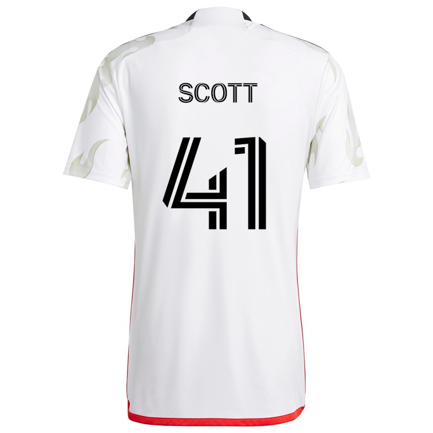 Hombre Camiseta Tarik Scott #41 Blanco Rojo Negro 2ª Equipación 2024/25 La Camisa