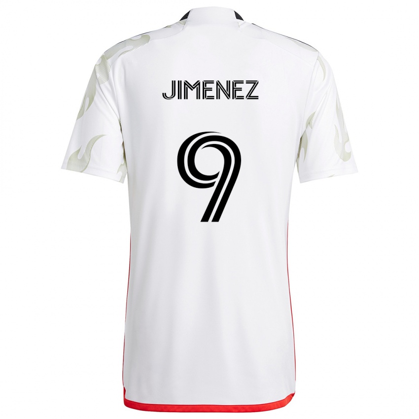 Hombre Camiseta Jesús Jiménez #9 Blanco Rojo Negro 2ª Equipación 2024/25 La Camisa