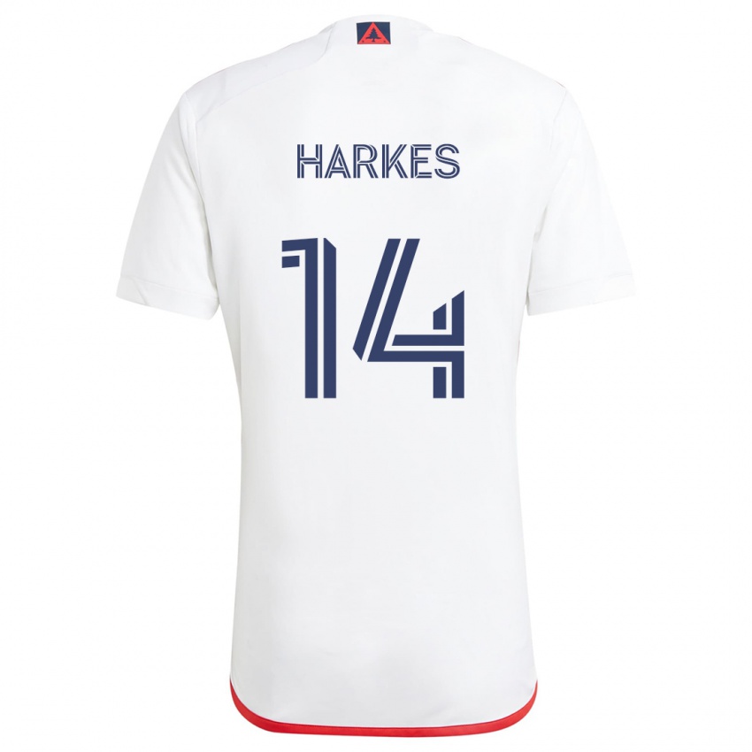 Hombre Camiseta Ian Harkes #14 Blanco Rojo 2ª Equipación 2024/25 La Camisa