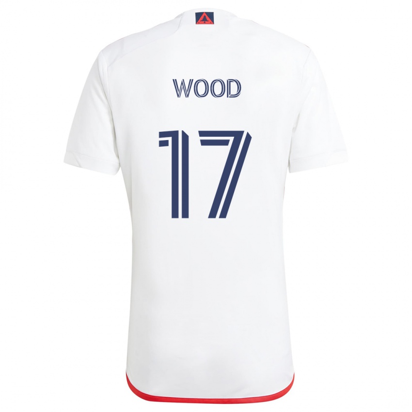 Hombre Camiseta Bobby Wood #17 Blanco Rojo 2ª Equipación 2024/25 La Camisa