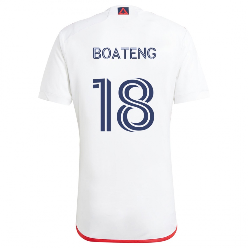 Hombre Camiseta Emmanuel Boateng #18 Blanco Rojo 2ª Equipación 2024/25 La Camisa