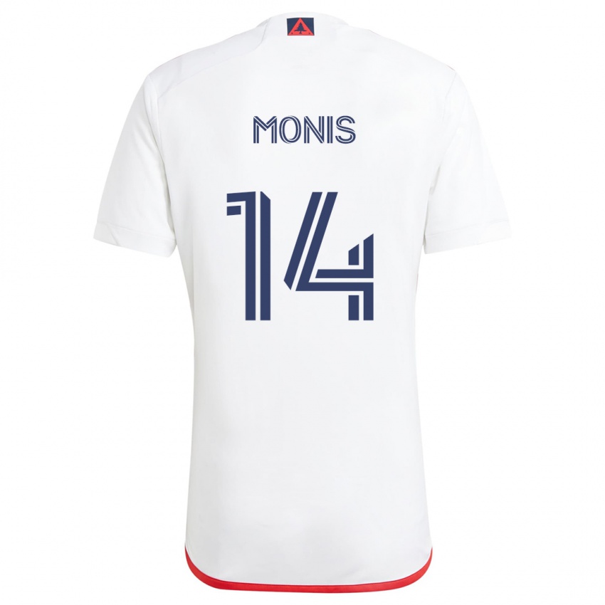 Hombre Camiseta Alex Monis #14 Blanco Rojo 2ª Equipación 2024/25 La Camisa