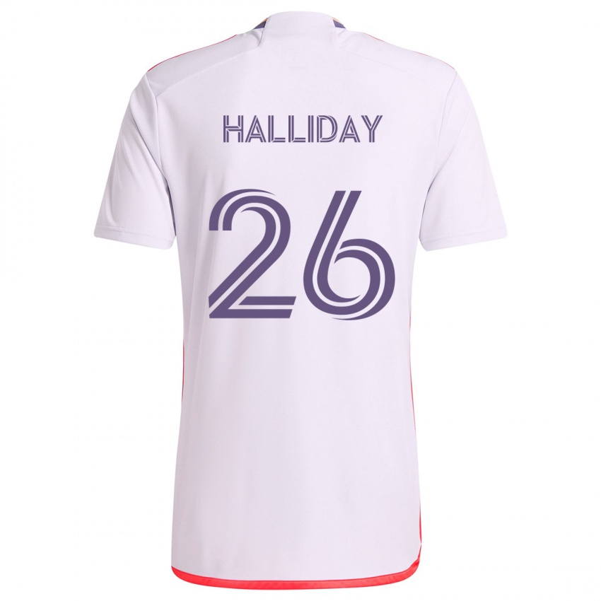 Hombre Camiseta Michael Halliday #26 Blanco Rojo Púrpura 2ª Equipación 2024/25 La Camisa