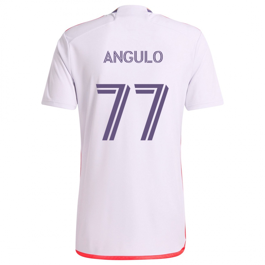 Hombre Camiseta Iván Angulo #77 Blanco Rojo Púrpura 2ª Equipación 2024/25 La Camisa